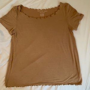 brown american eagle lettuce edge t-shirt